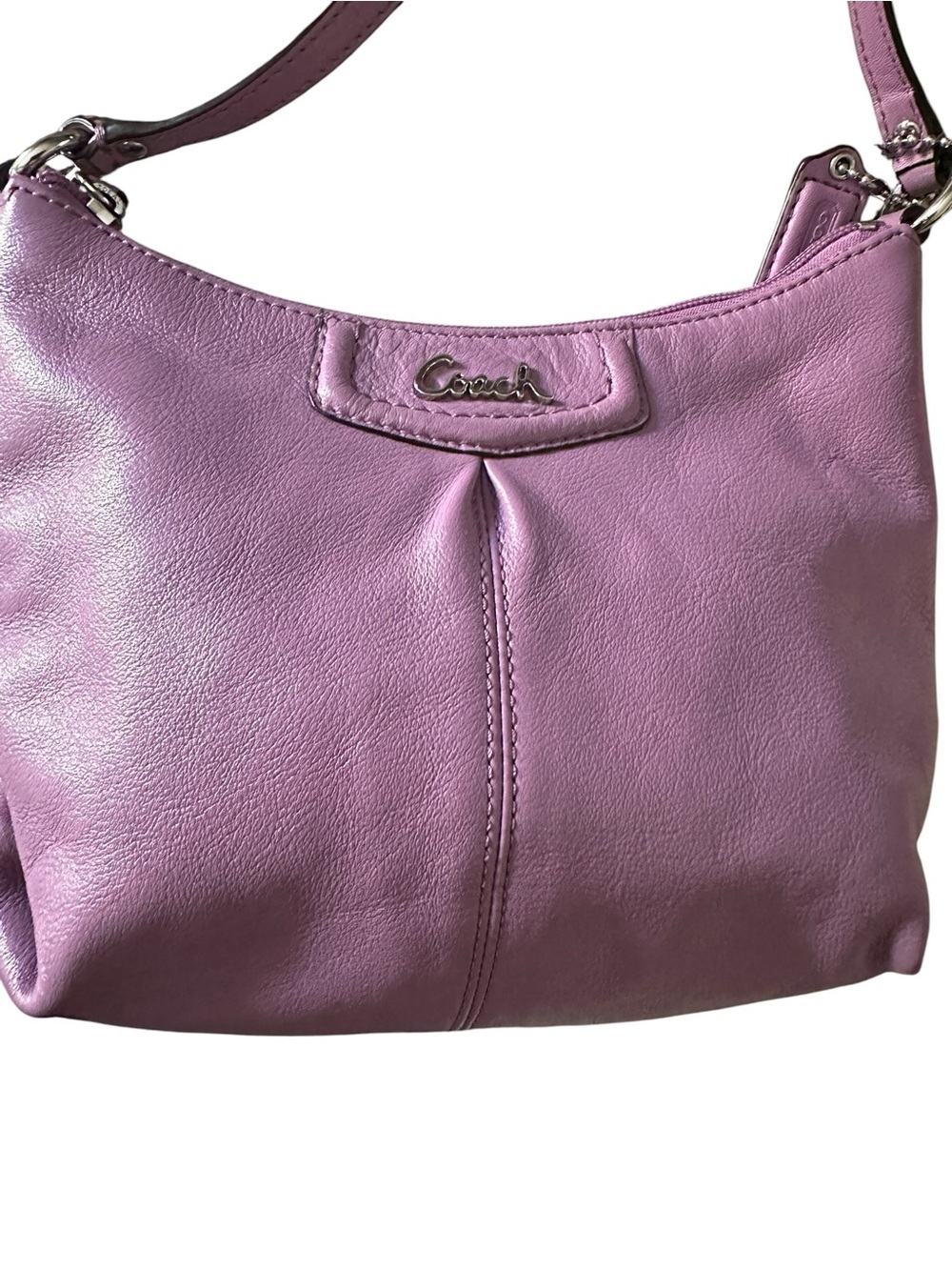 Coach Ashley Purple Leather Pleated Swingpack Crossbody Shoulder Bag EUC CLEAN - Picture 3 of 10